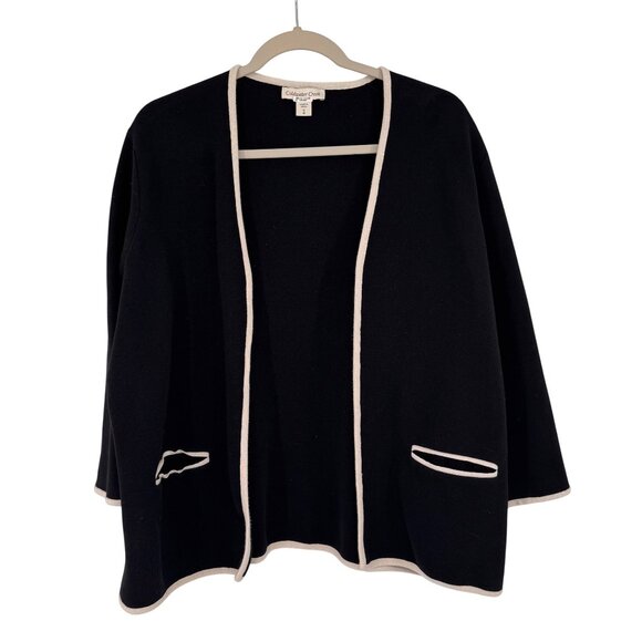 Coldwater Creek Womens Open Front Black jacket knit  Pockets Size 1X plus - Picture 1 of 13